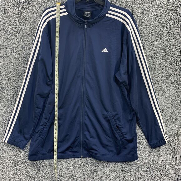 Vtg Y2K Adidas Jacket 3 Stripes Full Zip Track Blue Sz XL Hip Hop - Picture 3 of 13